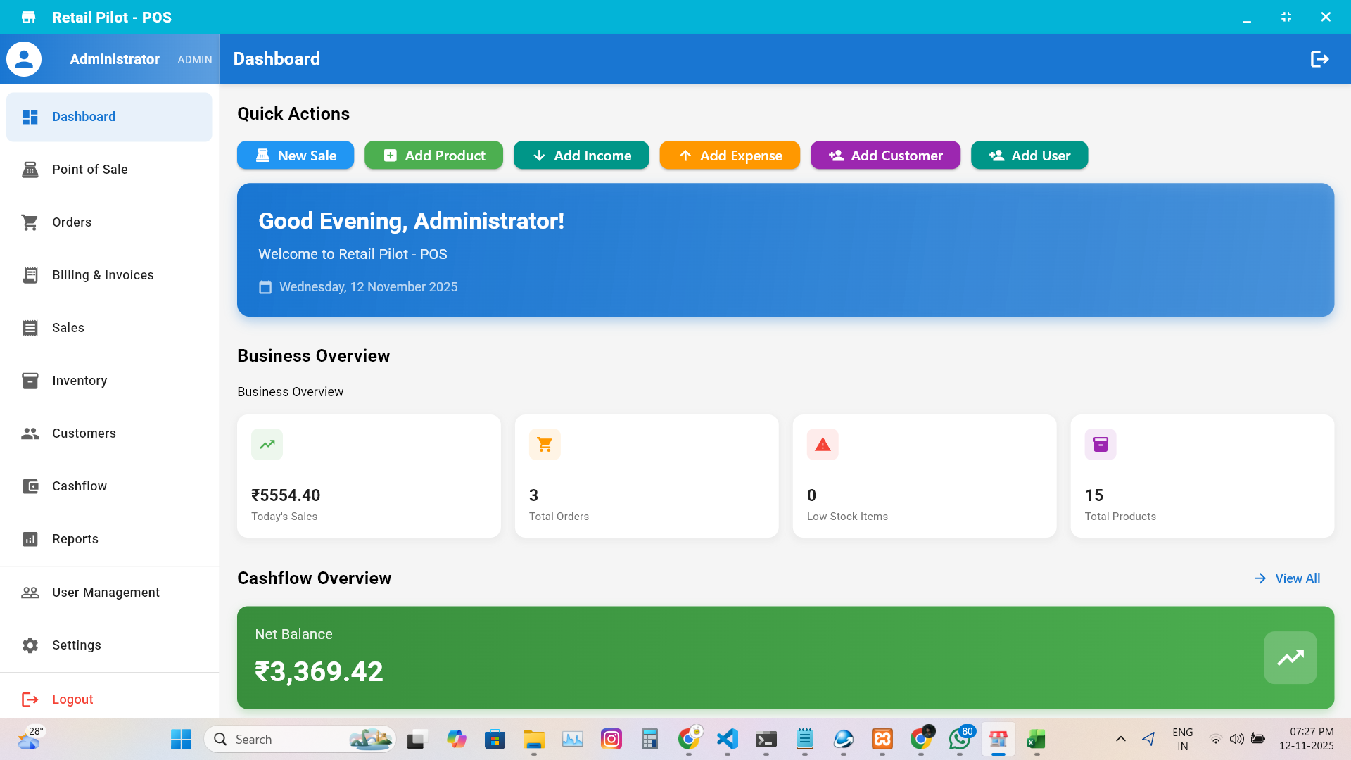 Retail Pilot Dashboard Screenshot