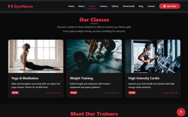 gym website
