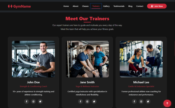 gym website