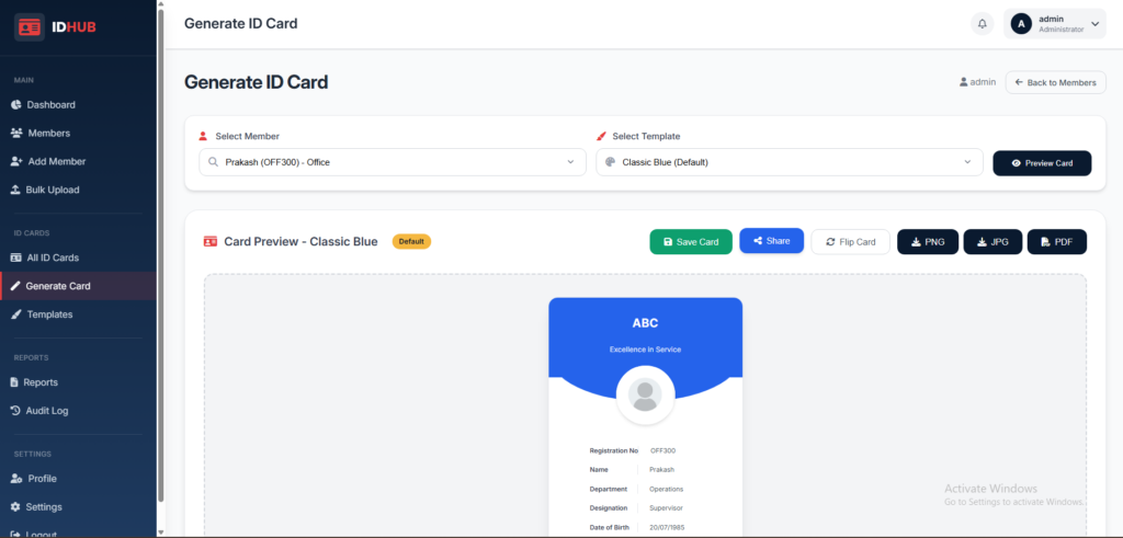 Online ID Card Generator Software with Full Source Code