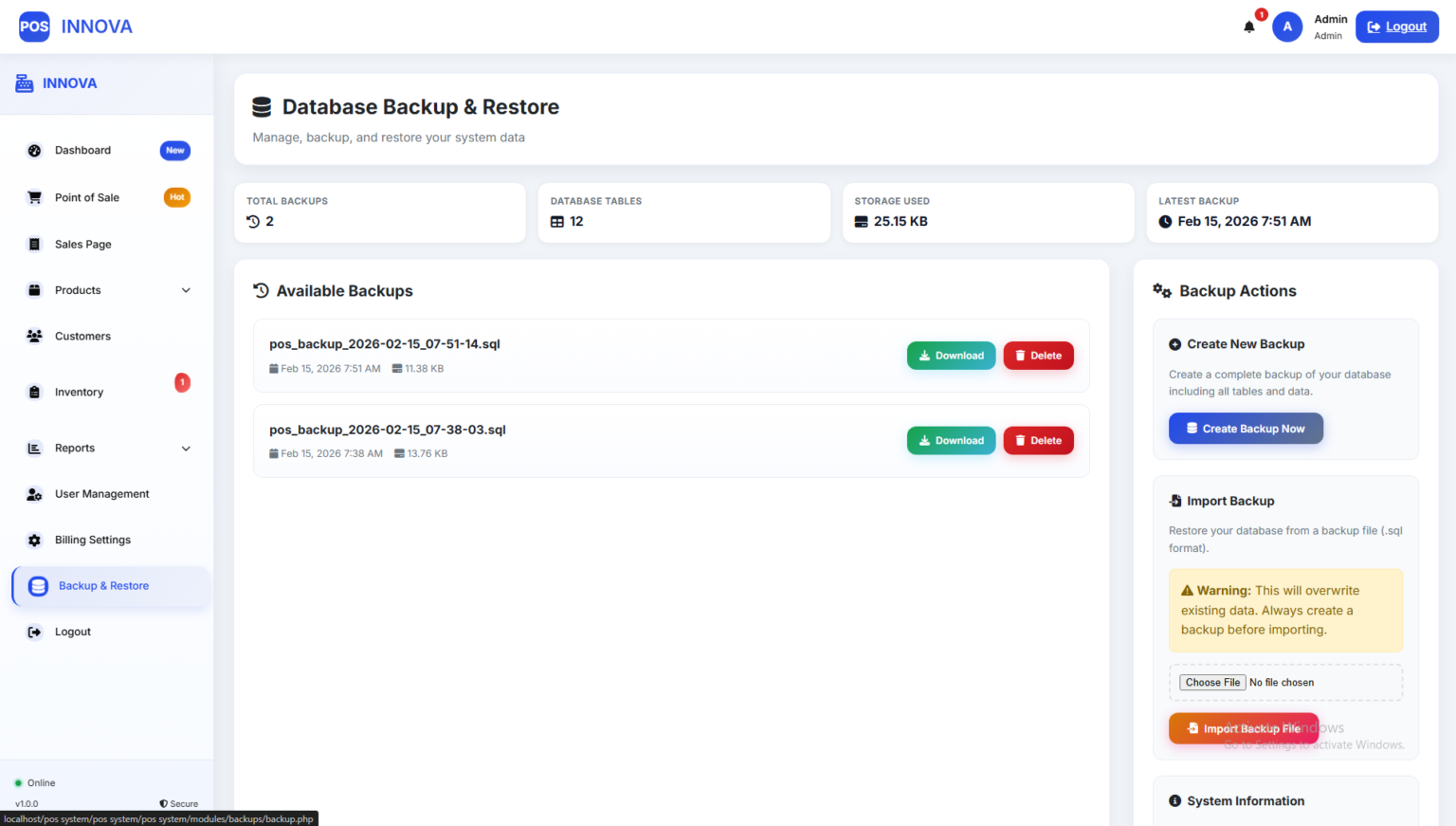 Complete POS System Source Code – Billing & Inventory